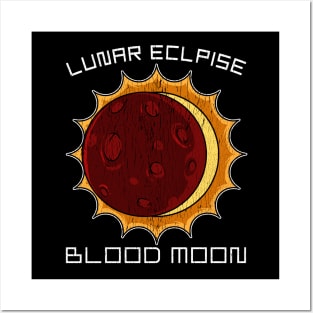 Vintage Red Blood Moon Total Lunar Eclipse Posters and Art